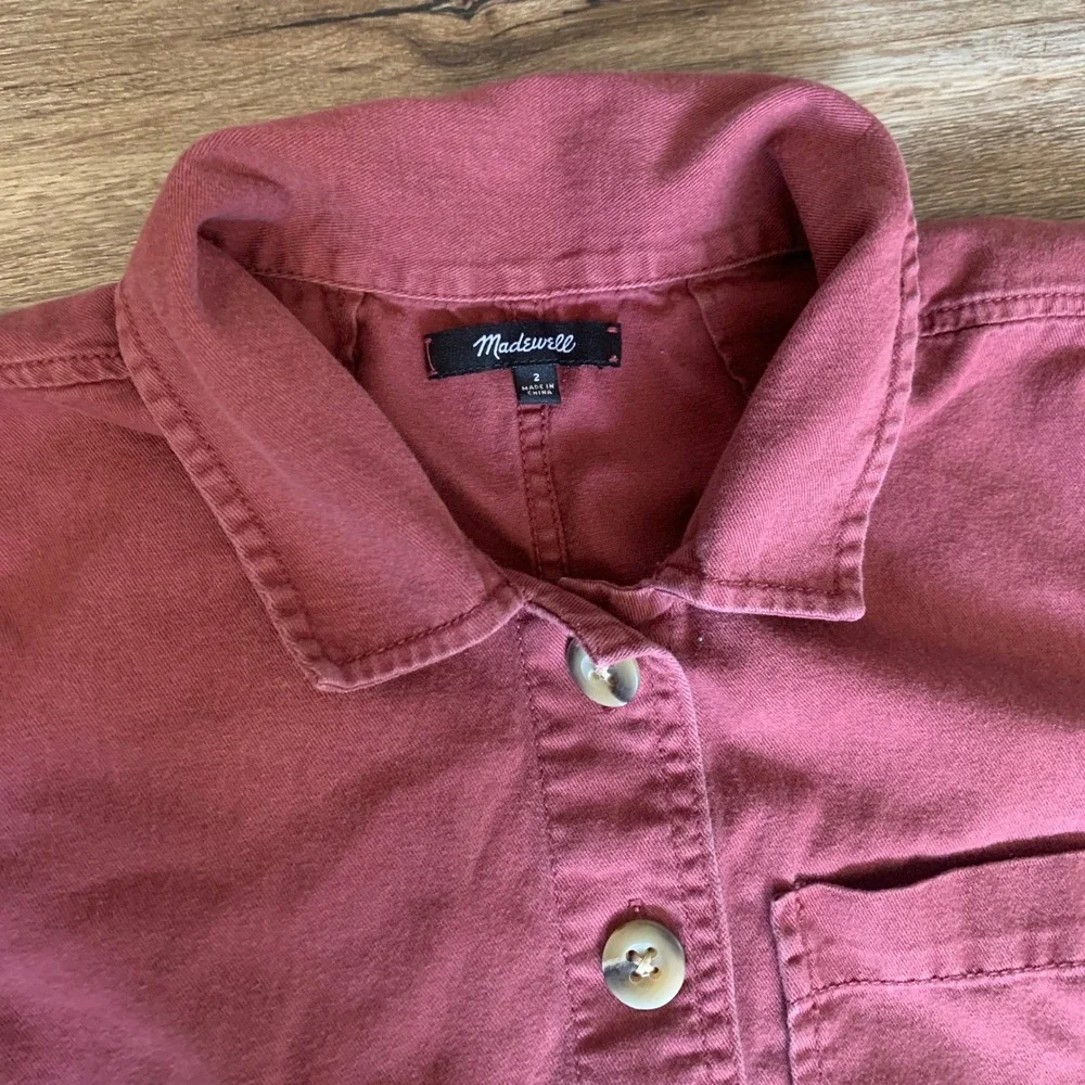 Madewell Wide Leg Button Up Jumpsuit in Ruby Red - Size 2 Womens - Picture 2 of 9